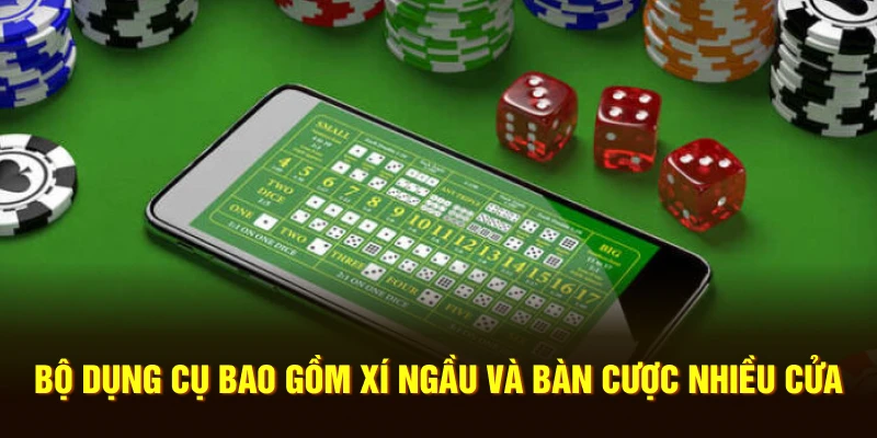 Bộ dụng cụ bao gồm xí ngầu và bàn nhiều cửa 